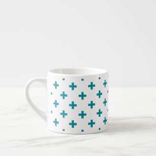 Teal polka kor på vit espressomugg