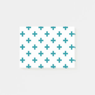 Teal polka kor på vit post-it block
