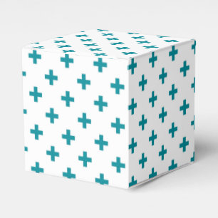 Teal polka kor på vit presentaskar