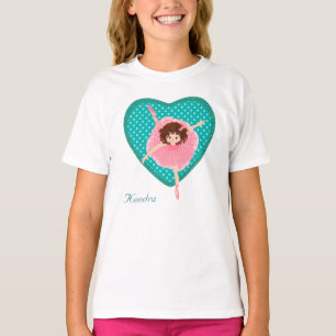 Teal Polkadot Heart Rosa Ballerina Tee Shirt