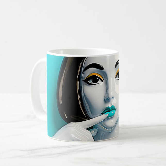 Teal Pop Gaze Kaffemugg (Framsida vänster)