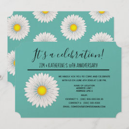 Teal Pretty Little Daisy 30-årsjubileum Inbjudningar