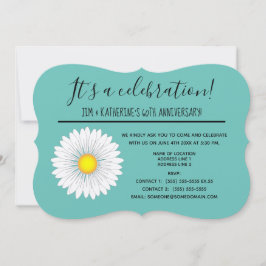 Teal Pretty Little Daisy 60-års bröllopsjubileum Inbjudningar
