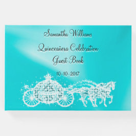 Teal Princess Coach & Horses Quinceañera Gästböcker