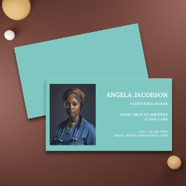 Teal Professional Registered Nurse Photo Visitkort