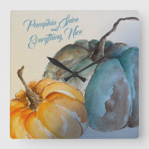 Teal Pumpkin Acrylic Wall Clock Fyrkantig Klocka