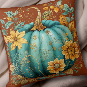 Teal Pumpkin Autumn Boho Fall Caramel Kudde