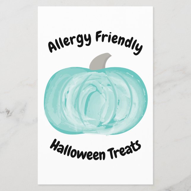 Teal Pumpkin Halloween Sign Allergy Friendly Treat Flygblad (Framsidan)
