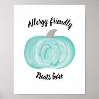 Teal Pumpkin Halloween Sign Allergy Poster