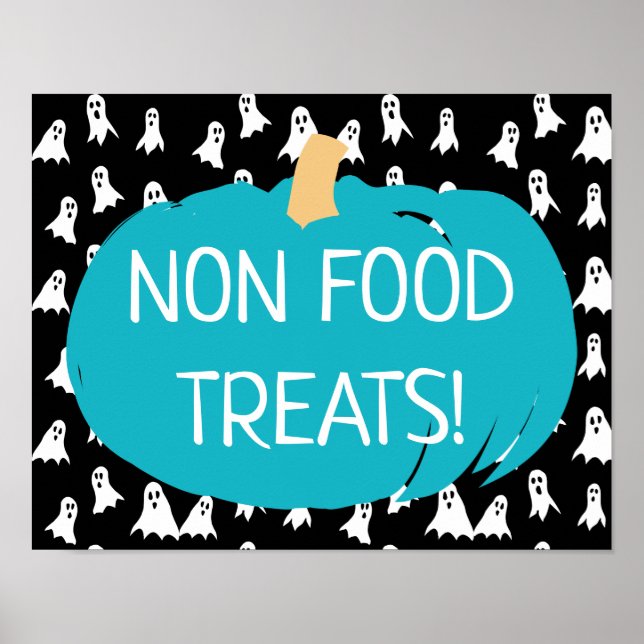Teal Pumpkin Non Food Treats Allergy Spöken Poster (Framsidan)