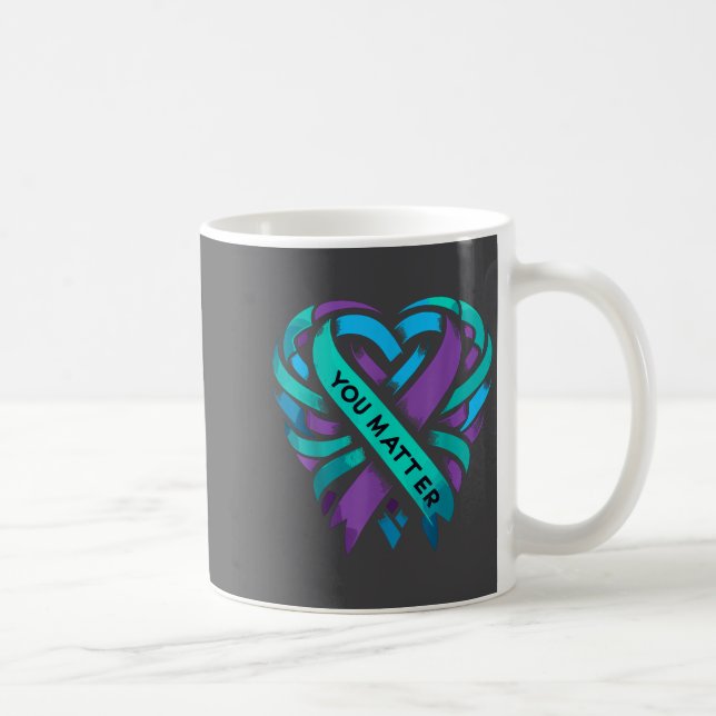 Teal Purple Heart You Suicide Prevention Awareness Kaffemugg (Höger)