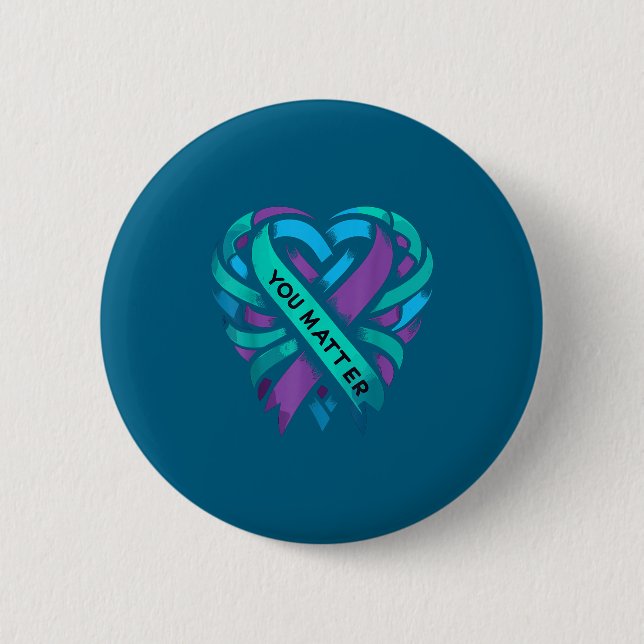 Teal Purple Heart You Suicide Prevention Awareness Knapp (Framsida)
