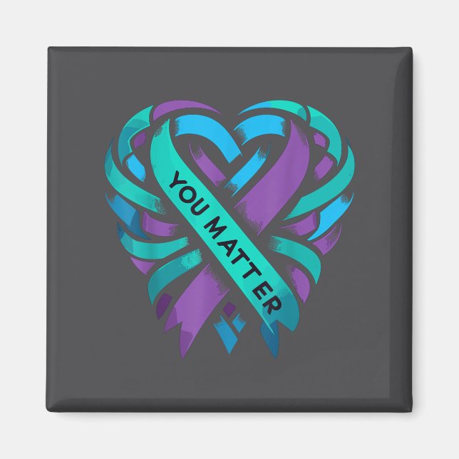 Teal Purple Heart You Suicide Prevention Awareness Magnet (Framsidan)