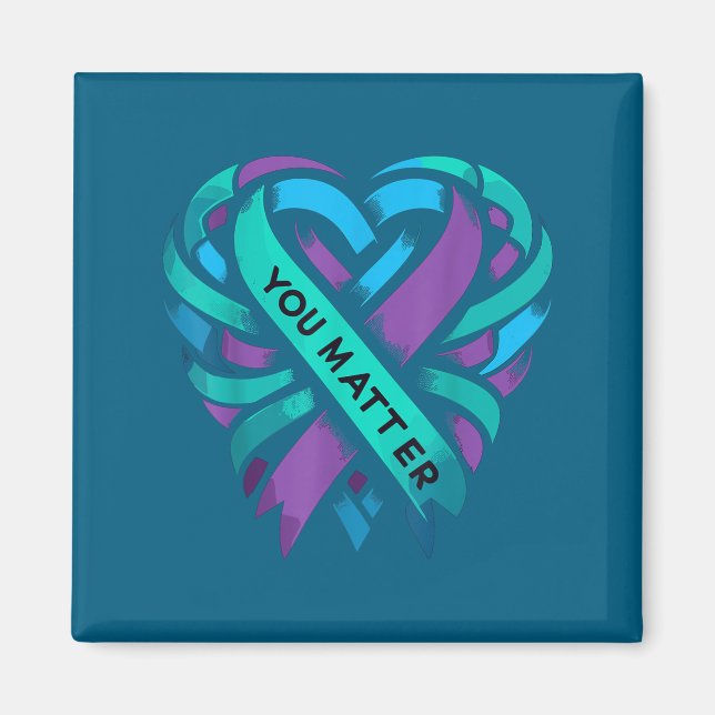 Teal Purple Heart You Suicide Prevention Awareness Magnet (Framsidan)