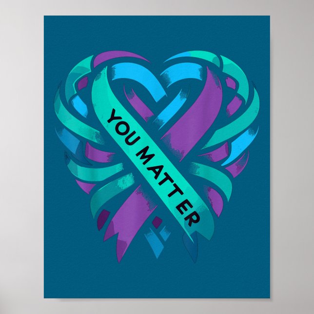 Teal Purple Heart You Suicide Prevention Awareness Poster (Framsidan)