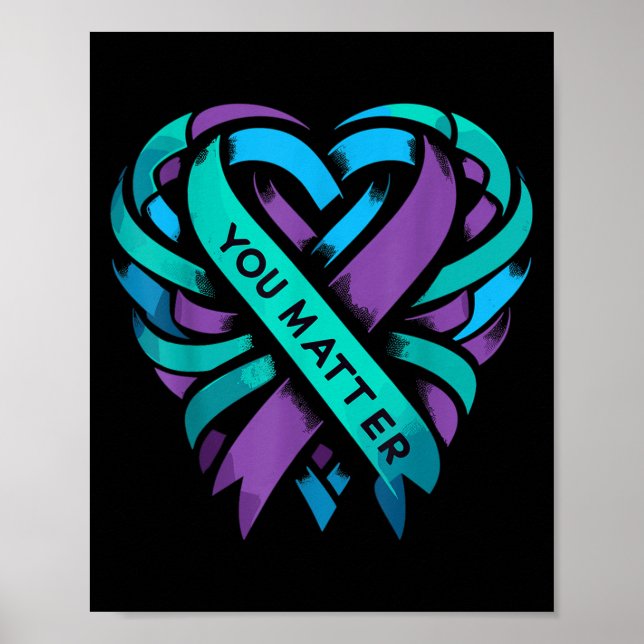 Teal Purple Heart You Suicide Prevention Awareness Poster (Framsidan)