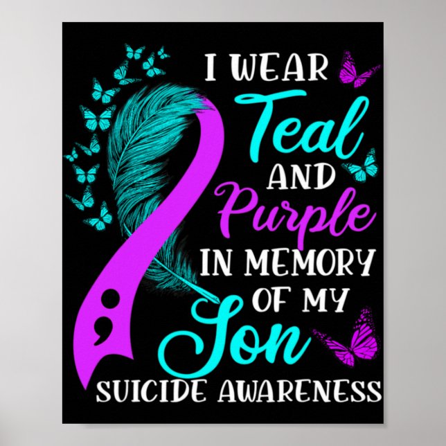 Teal Purple In Memory Of My Son Suicide Awareness  Poster (Framsidan)