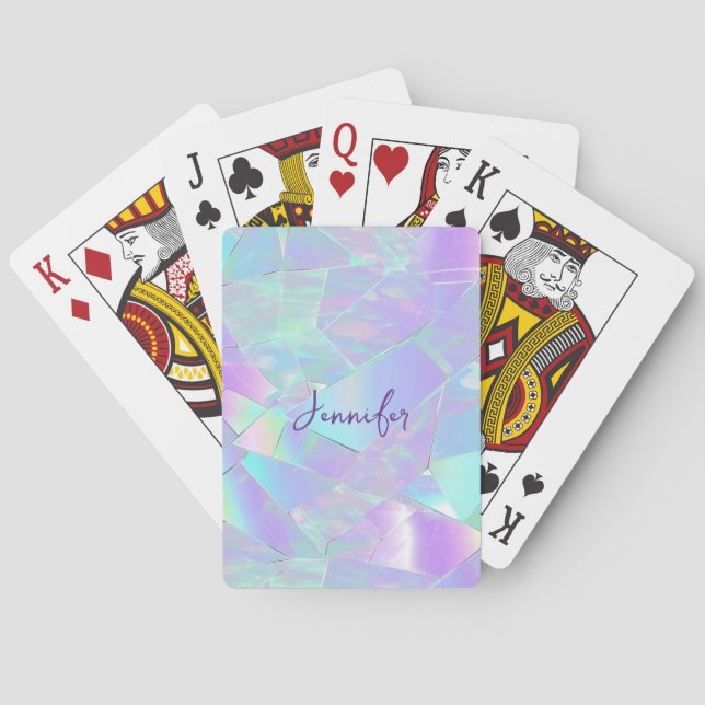 Teal & Purple Iridescent Design, Scriptnamn Casinokort (Baksidan)