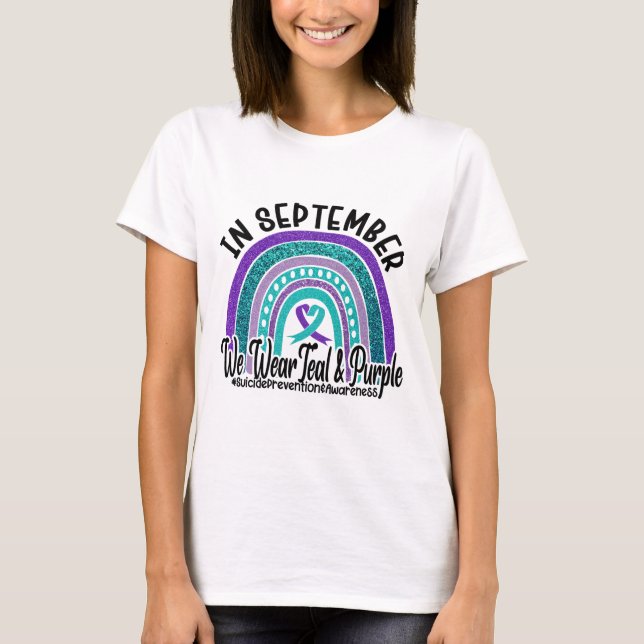 TEAL & PURPLE MEDVETANDE & STÖD T SHIRT (Framsida)