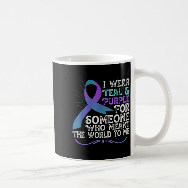 Teal Purple Ribbon For Suicide Prevention Awarenes Kaffemugg (Höger)