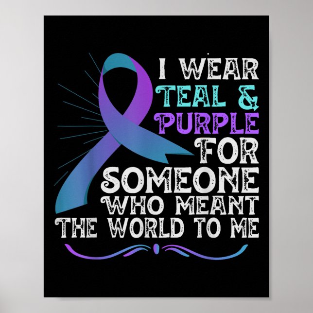 Teal Purple Ribbon For Suicide Prevention Awarenes Poster (Framsidan)