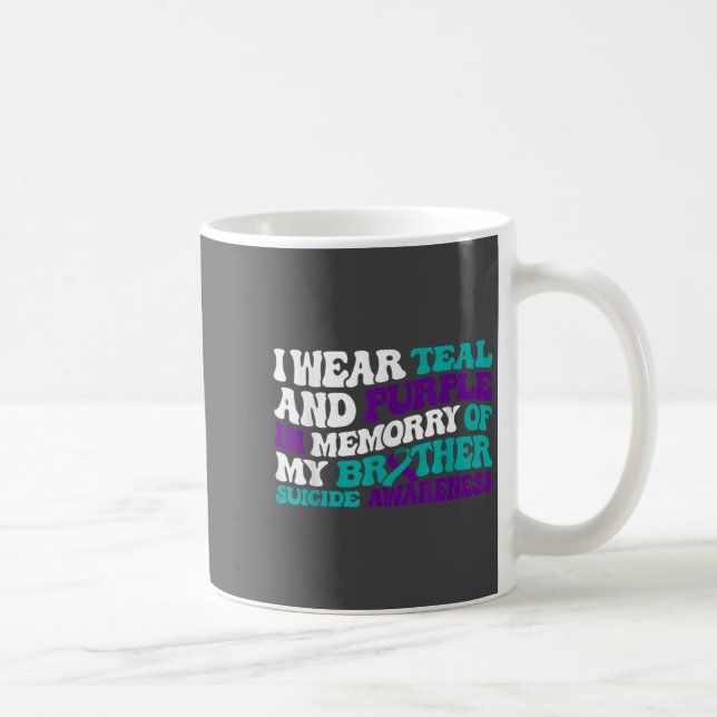 Teal Purple Ribbon Suicide Awareness Brother Aware Kaffemugg (Höger)