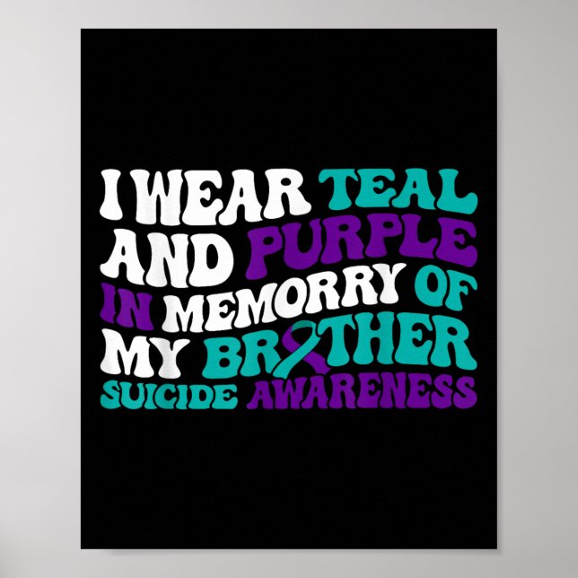 Teal Purple Ribbon Suicide Awareness Brother Aware Poster (Framsidan)