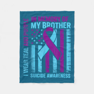 Teal Purple Ribbon Suicide Awareness Flag Bror Fleecefilt