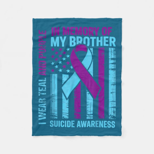 Teal Purple Ribbon Suicide Awareness Flag Bror  Fleecefilt (Framsidan)