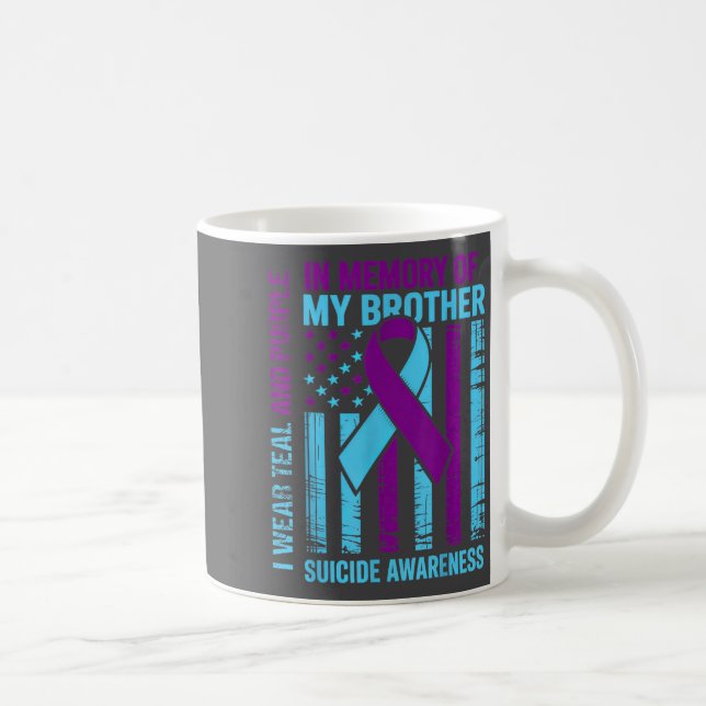Teal Purple Ribbon Suicide Awareness Flag Brother  Kaffemugg (Höger)