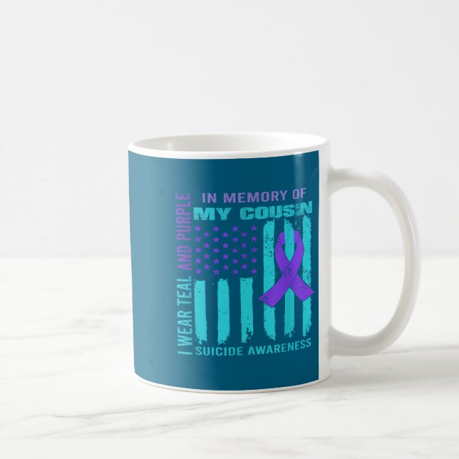 Teal Purple Ribbon Suicide Awareness Flag Cousin B Kaffemugg (Höger)