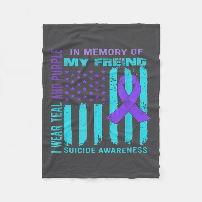 Teal Purple Ribbon Suicide Awareness Flag Freind B Fleecefilt (Framsidan)