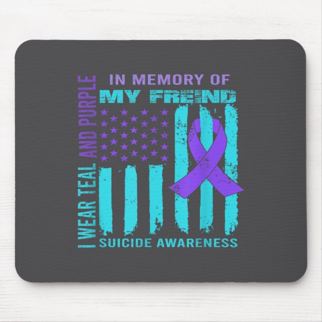 Teal Purple Ribbon Suicide Awareness Flag Freind B Musmatta (Framsidan)