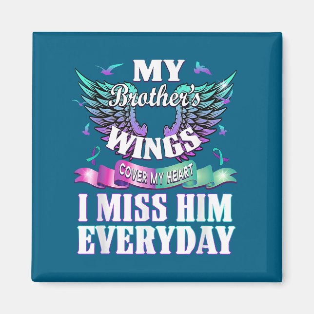 Teal Purple Ribbon Suicide Awareness Flag I Miss M Magnet (Framsidan)