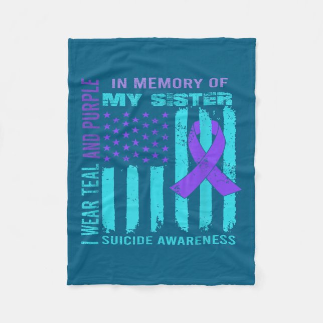 Teal Purple Ribbon Suicide Awareness Flag Sister B Fleecefilt (Framsidan)