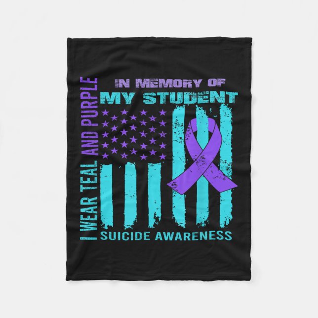 Teal Purple Ribbon Suicide Awareness Flag Student  Fleecefilt (Framsidan)