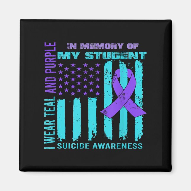 Teal Purple Ribbon Suicide Awareness Flag Student  Magnet (Framsidan)