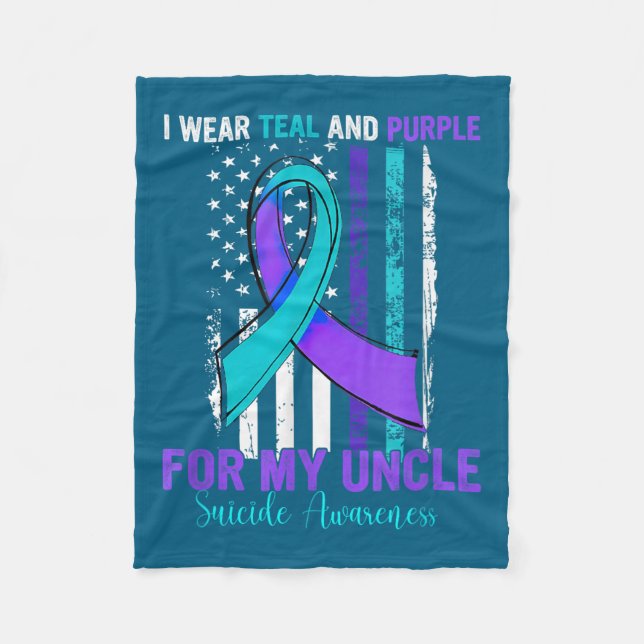 Teal Purple Ribbon Suicide Awareness Flag Uncle  Fleecefilt (Framsidan)