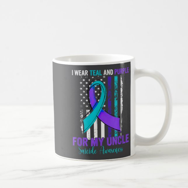Teal Purple Ribbon Suicide Awareness Flag Uncle  Kaffemugg (Höger)