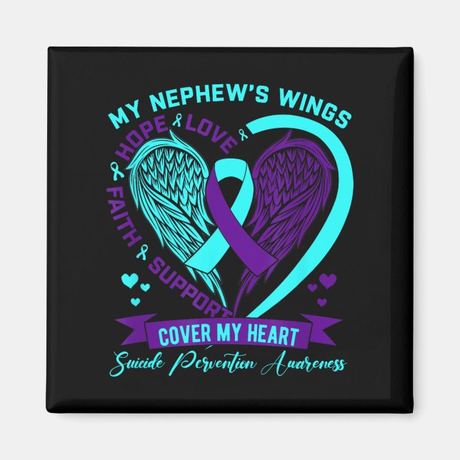 Teal Purple Suicide Prevention Awareness Nephew He Magnet (Framsidan)