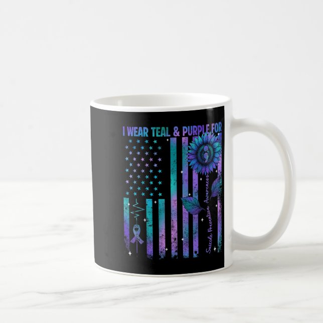 Teal Purple Us Usa Flag Suicide Prevention Awarene Kaffemugg (Höger)