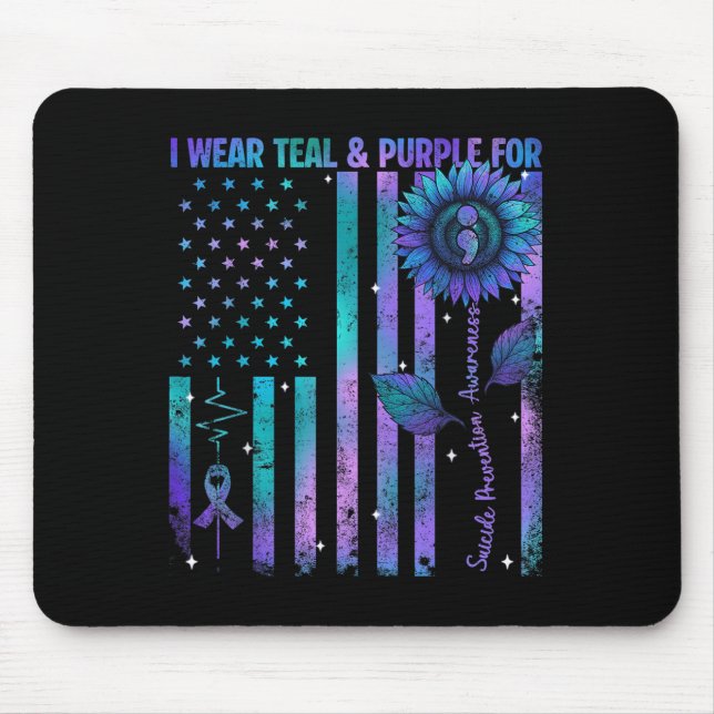 Teal Purple Us Usa Flag Suicide Prevention Awarene Musmatta (Framsidan)