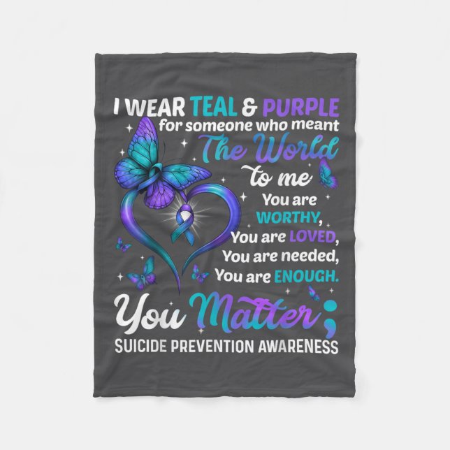 Teal Purple You Suicide Prevention Awareness Month Fleecefilt (Framsidan)