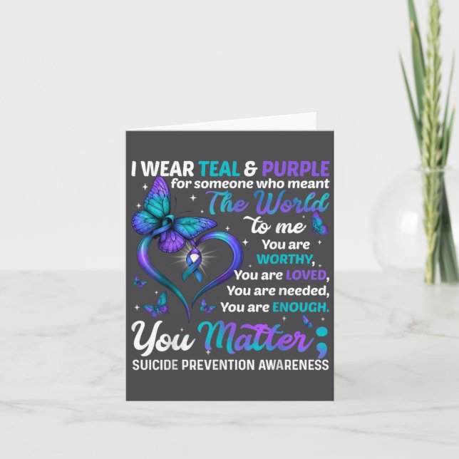 Teal Purple You Suicide Prevention Awareness Month Kort (Framsida)
