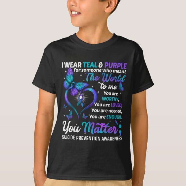 Teal Purple You Suicide Prevention Awareness Month T Shirt (Framsida)
