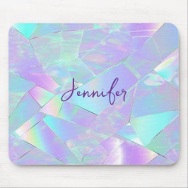 Teal & Purpur Iridescent Design, Namn i skript Musmatta
