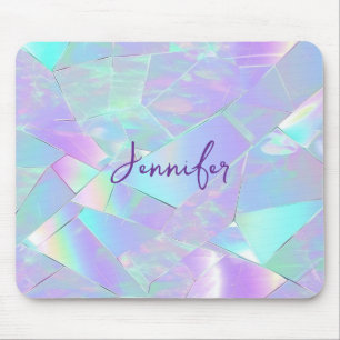 Teal & Purpur Iridescent Design, Namn i skript Musmatta