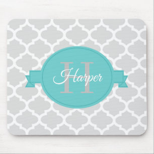 Teal Quatrefoil Personlig Mouse Pad Musmatta