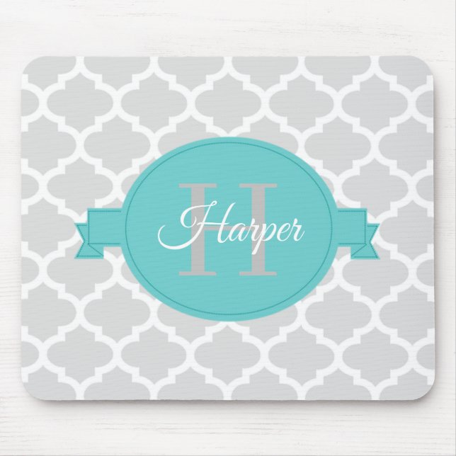 Teal Quatrefoil Personlig Mouse Pad Musmatta (Framsidan)