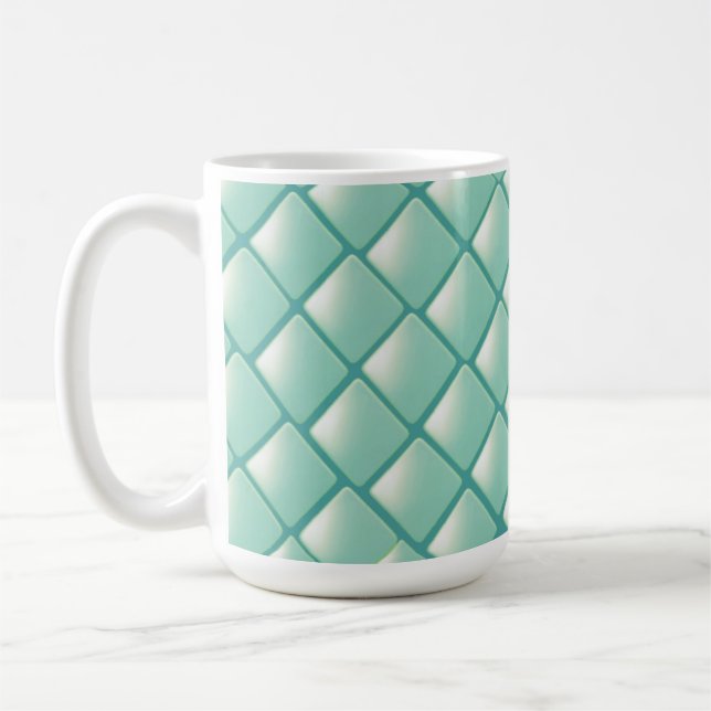 Teal Quilted Diamond Mönster Kaffemugg (Vänster)